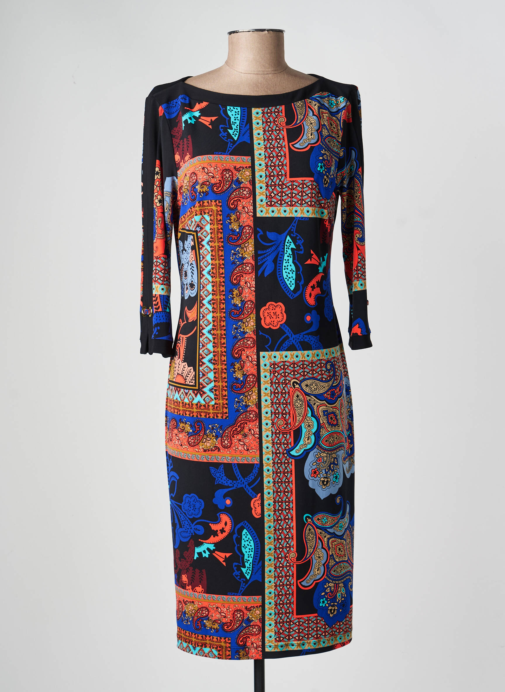 Robe mi-longue manches 3/4 manches 3/4 noir JOSEPH RIBKOFF femme
