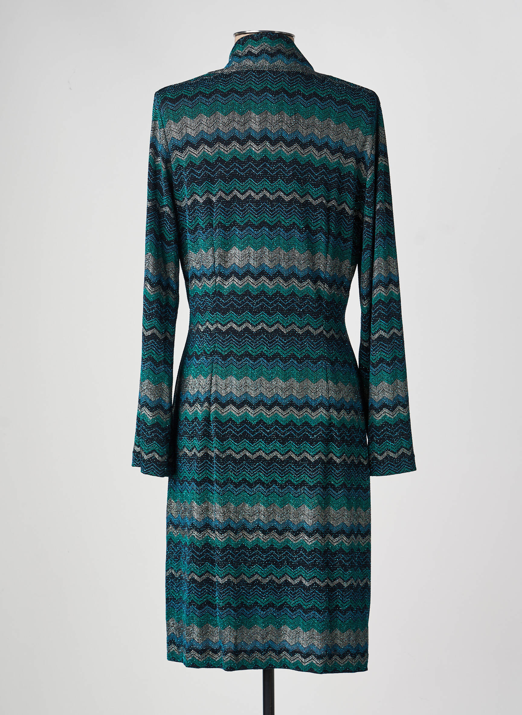Robe mi-longue manches longues manches longues vert NATHALIE CHAIZE femme
