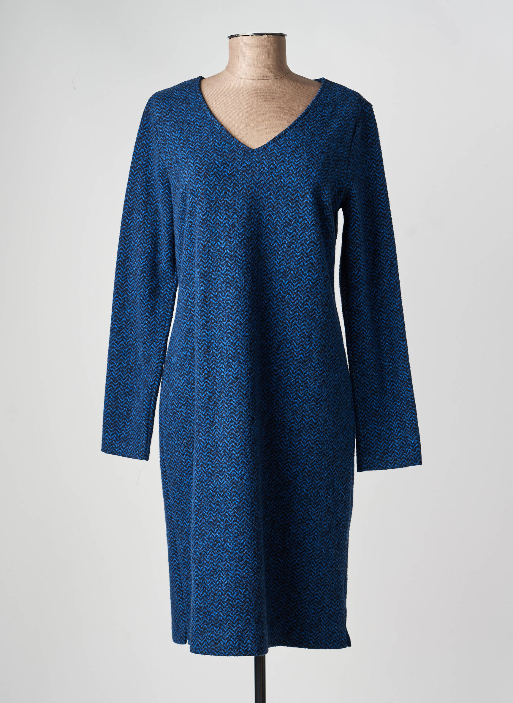 Robe mi-longue manches longues manches longues bleu LA FEE MARABOUTEE femme