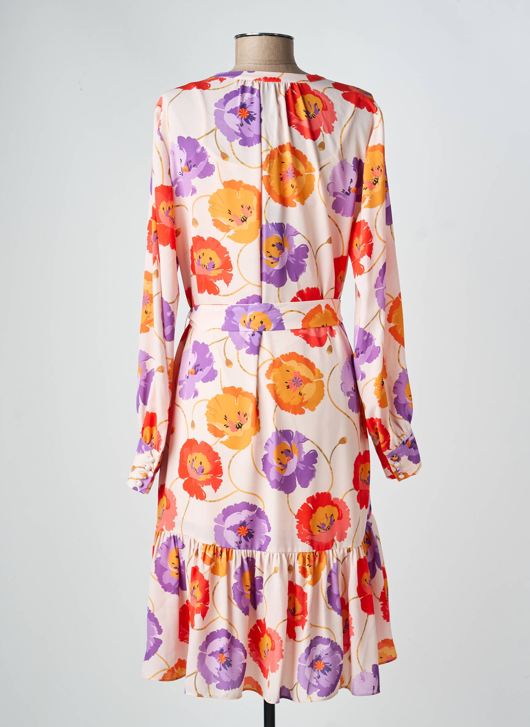Robe mi-longue coupe fluide manches longues orange MARC CAIN femme