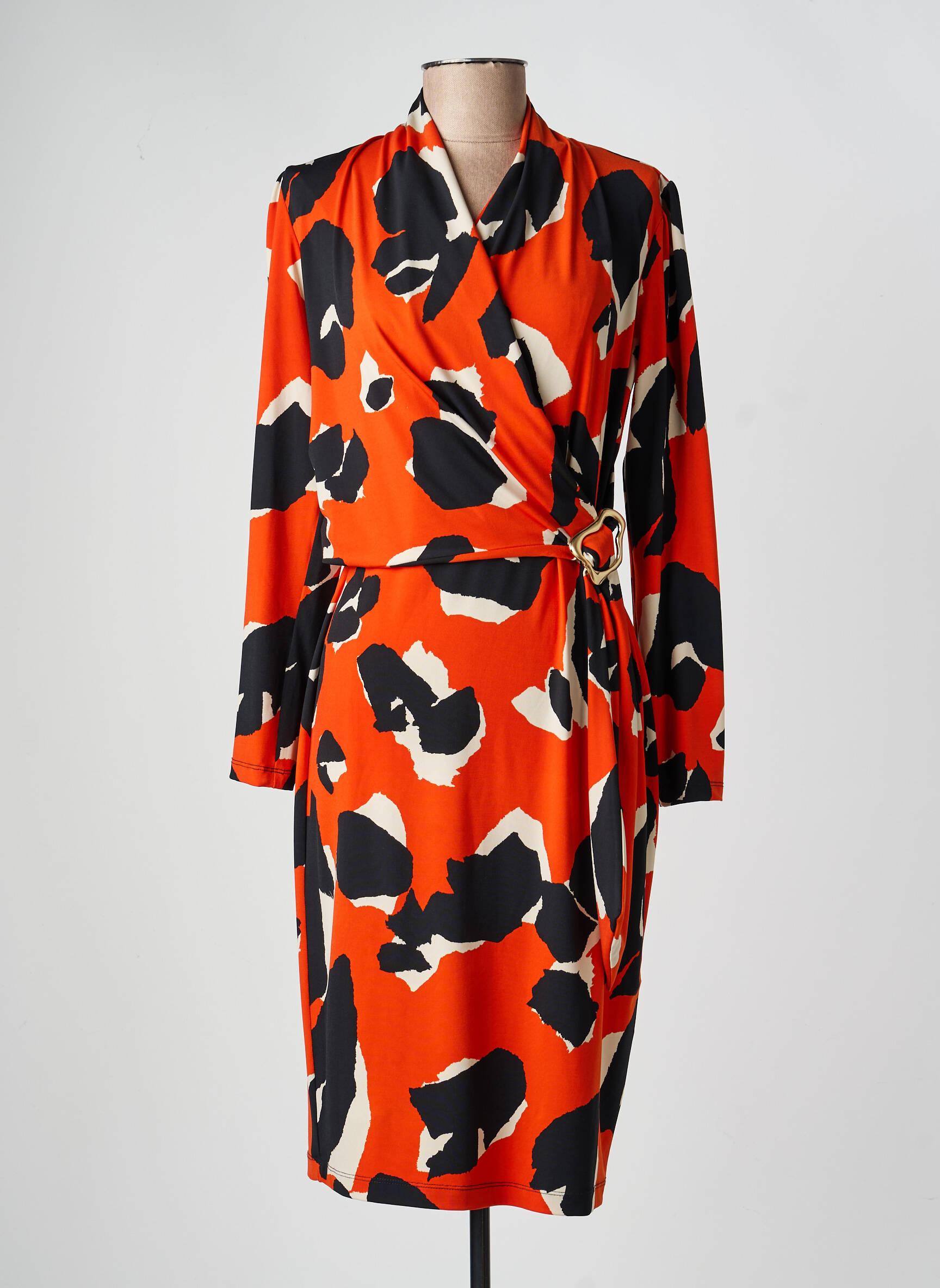 Robe mi-longue manches longues manches longues orange JOSEPH RIBKOFF femme