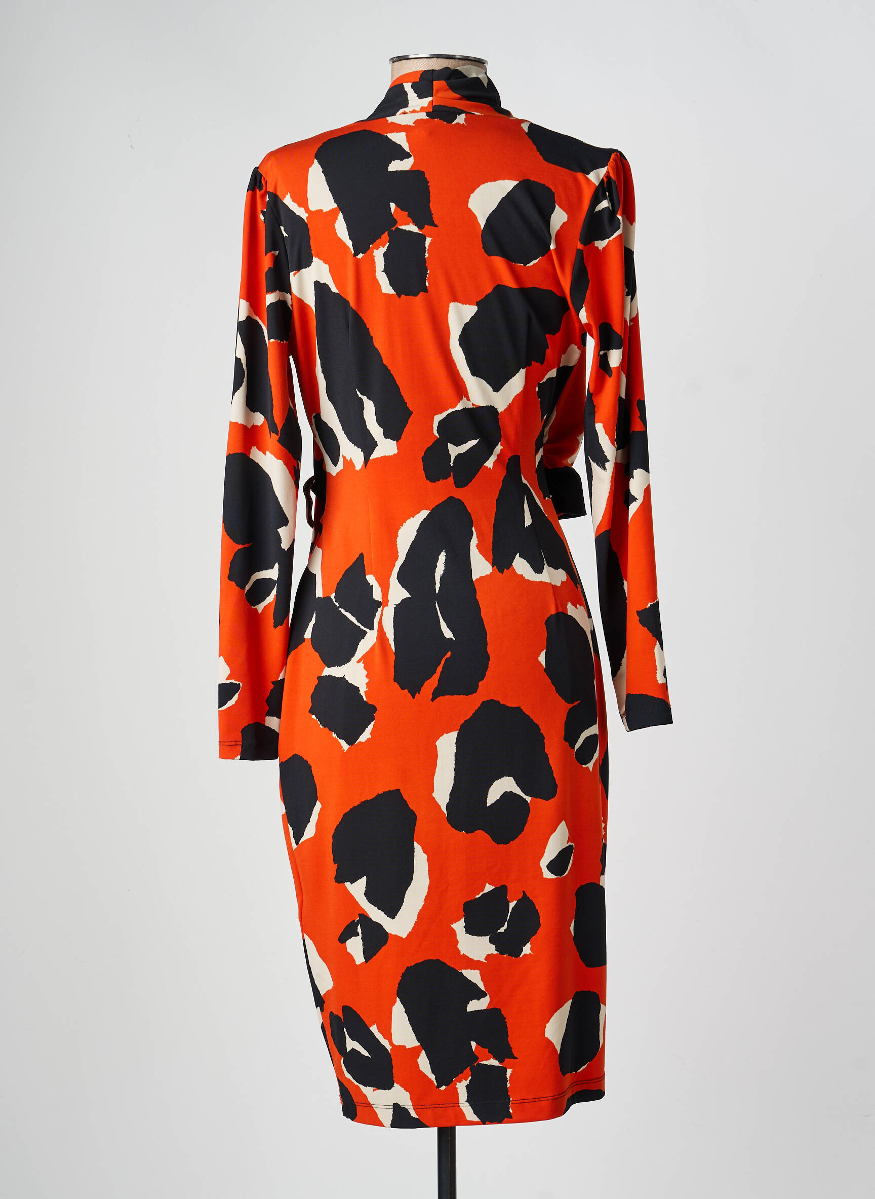 Robe mi-longue manches longues manches longues orange JOSEPH RIBKOFF femme