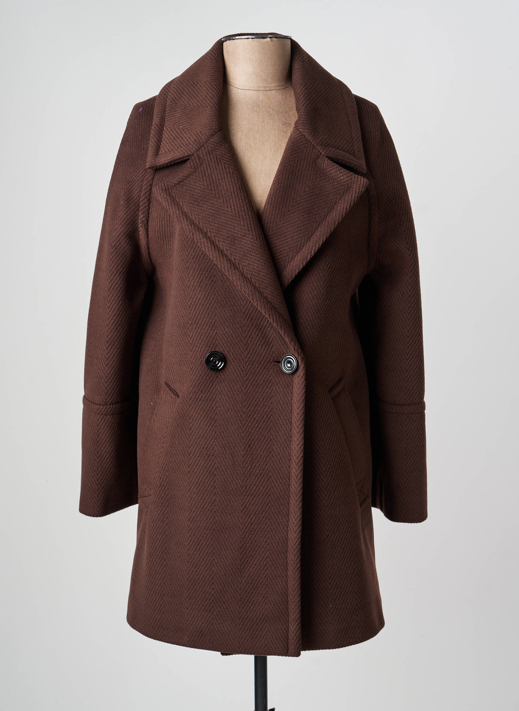 Robe mi-longue manches longues manches longues marron NATHALIE CHAIZE femme