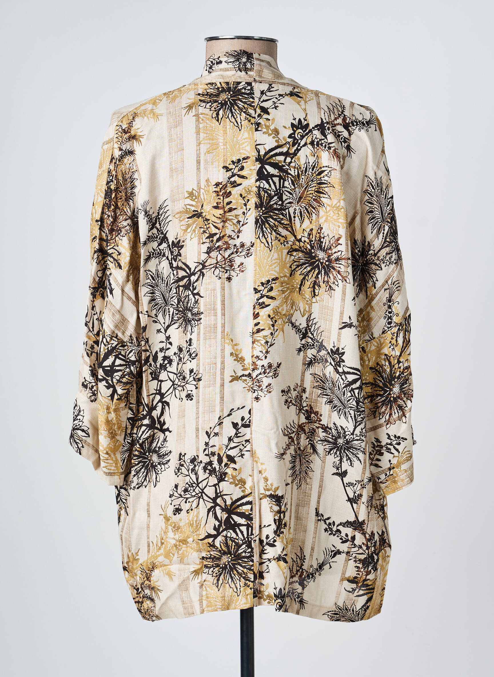 Veste kimono col v beige LAUREN VIDAL femme