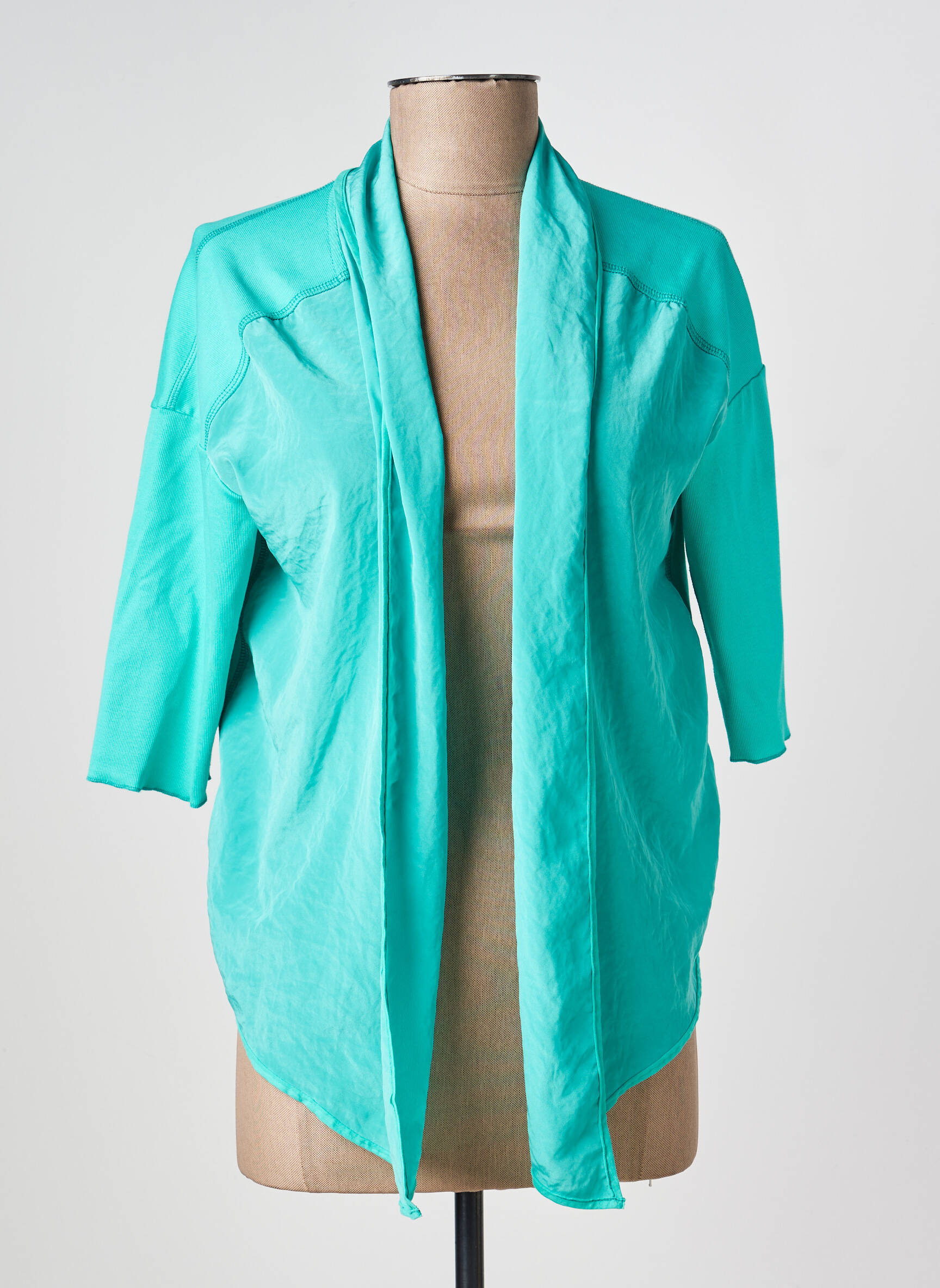 Gilet manches courtes col châle bleu MARC CAIN femme