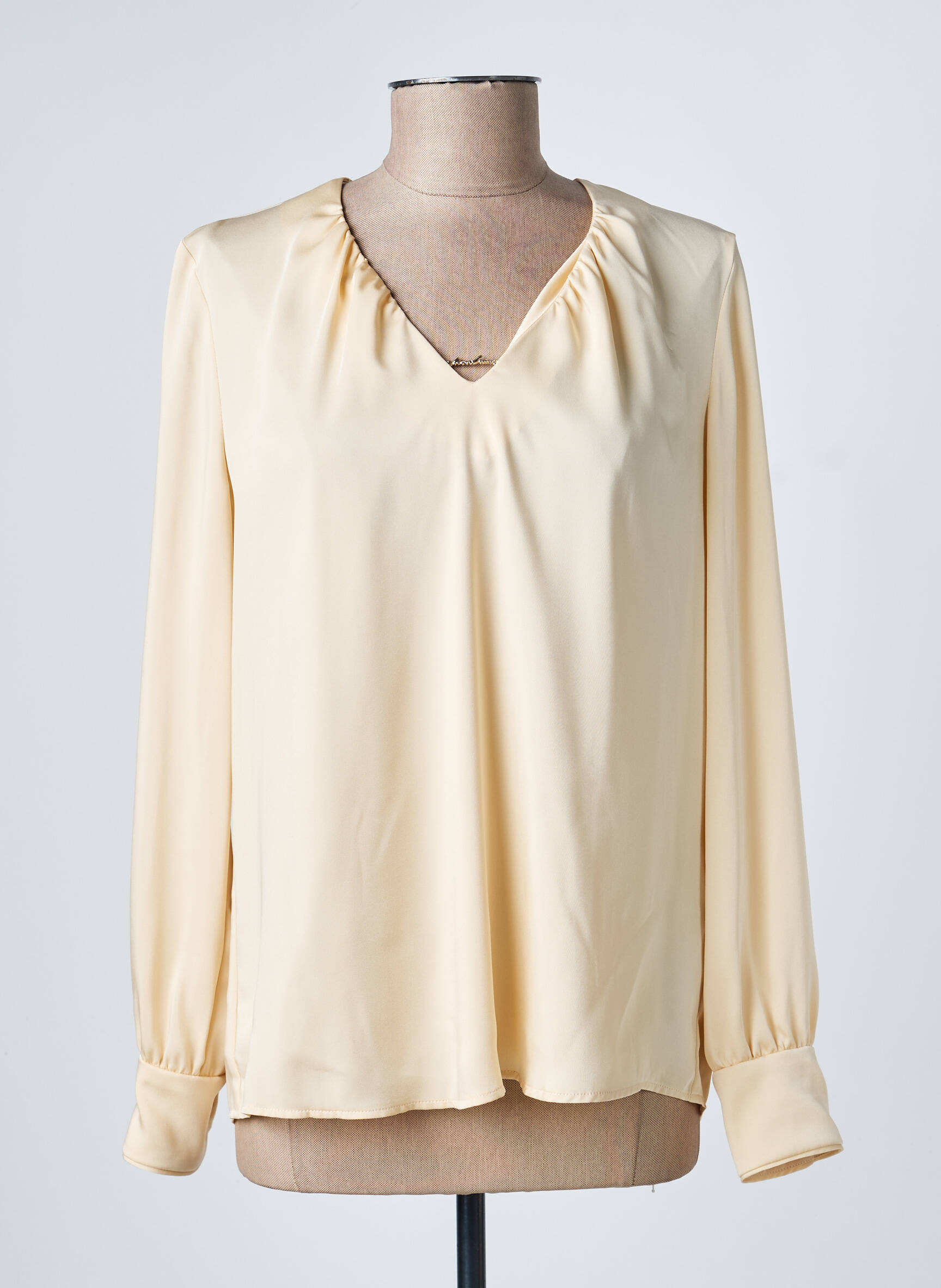 Blouse poignets boutonnés avec fente manches longues beige MARC CAIN femme