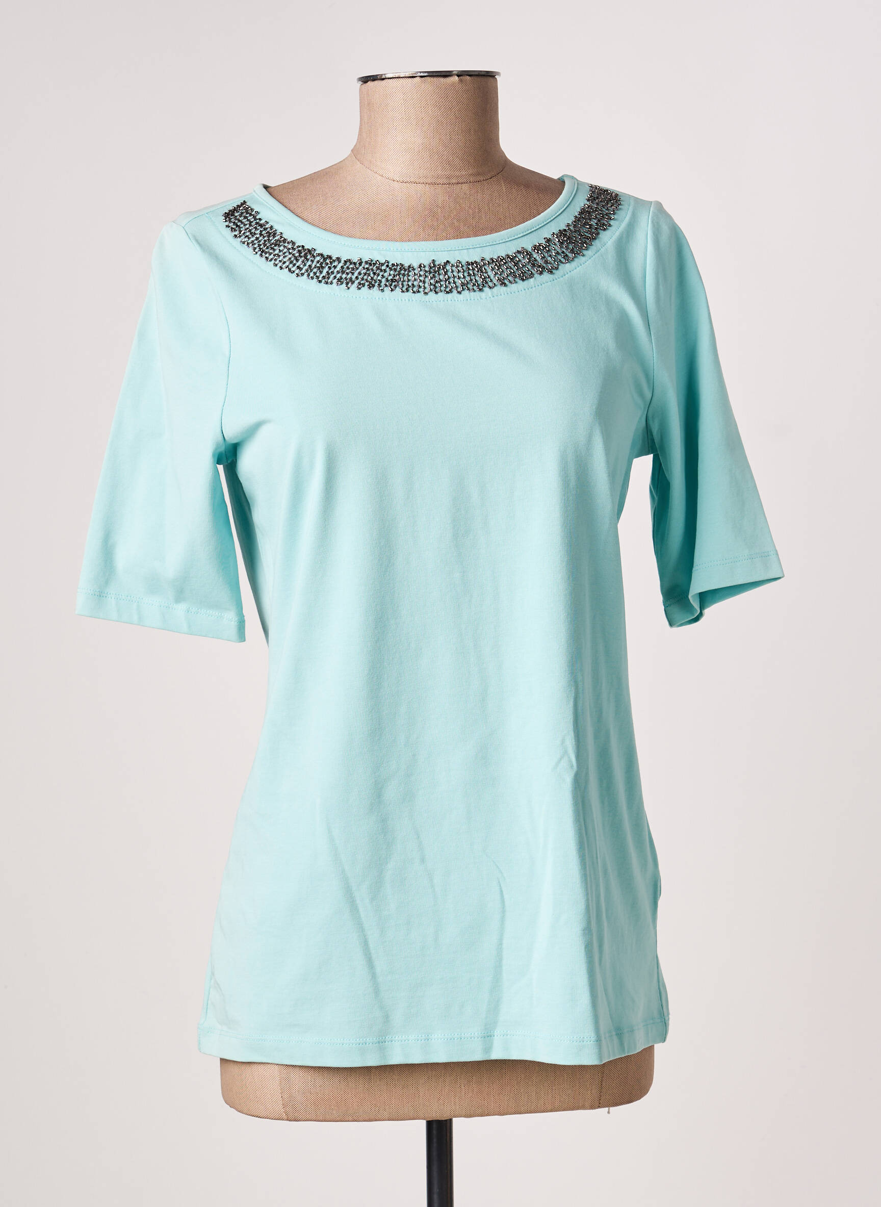 T-shirt sérigraphie avec strass manches courtes bleu BETTY BARCLAY femme