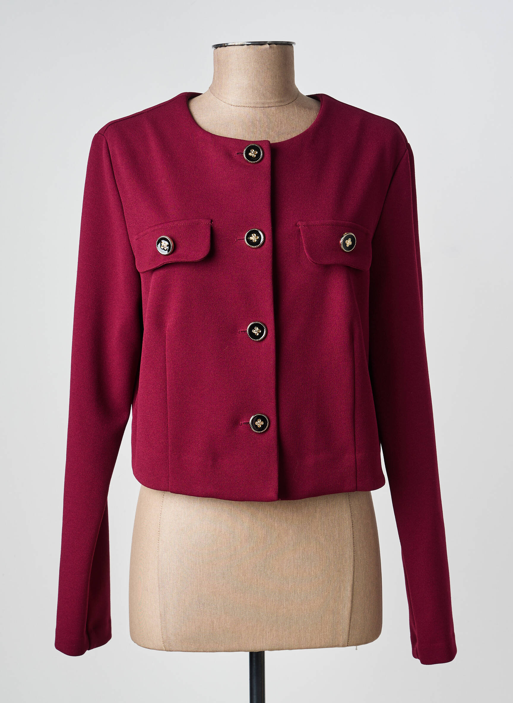 Veste chic fermeture boutonnée sur le devant rouge FRANK LYMAN femme
