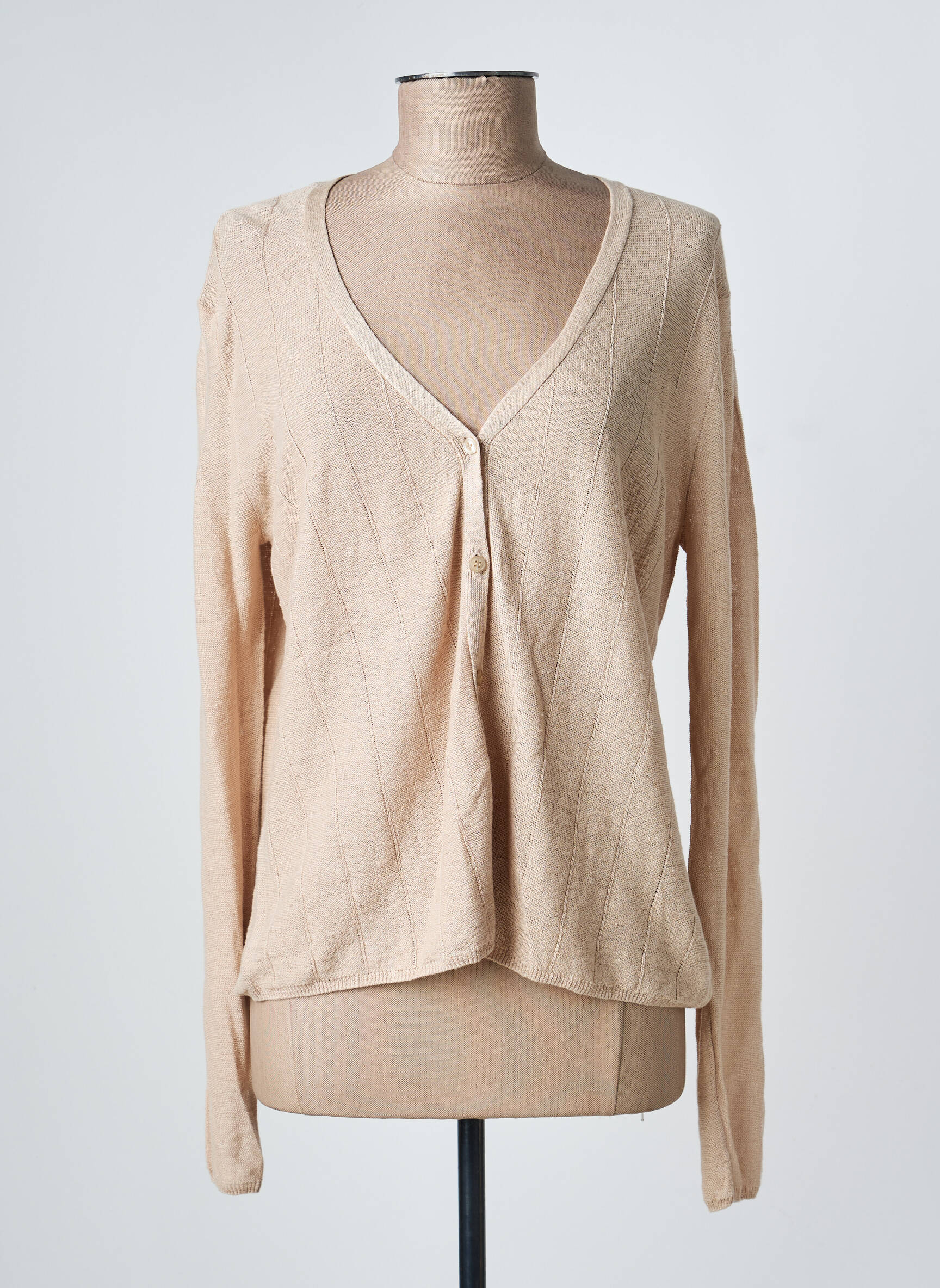 Gilet manches longues resserrée sur le bas beige ESTHEME femme