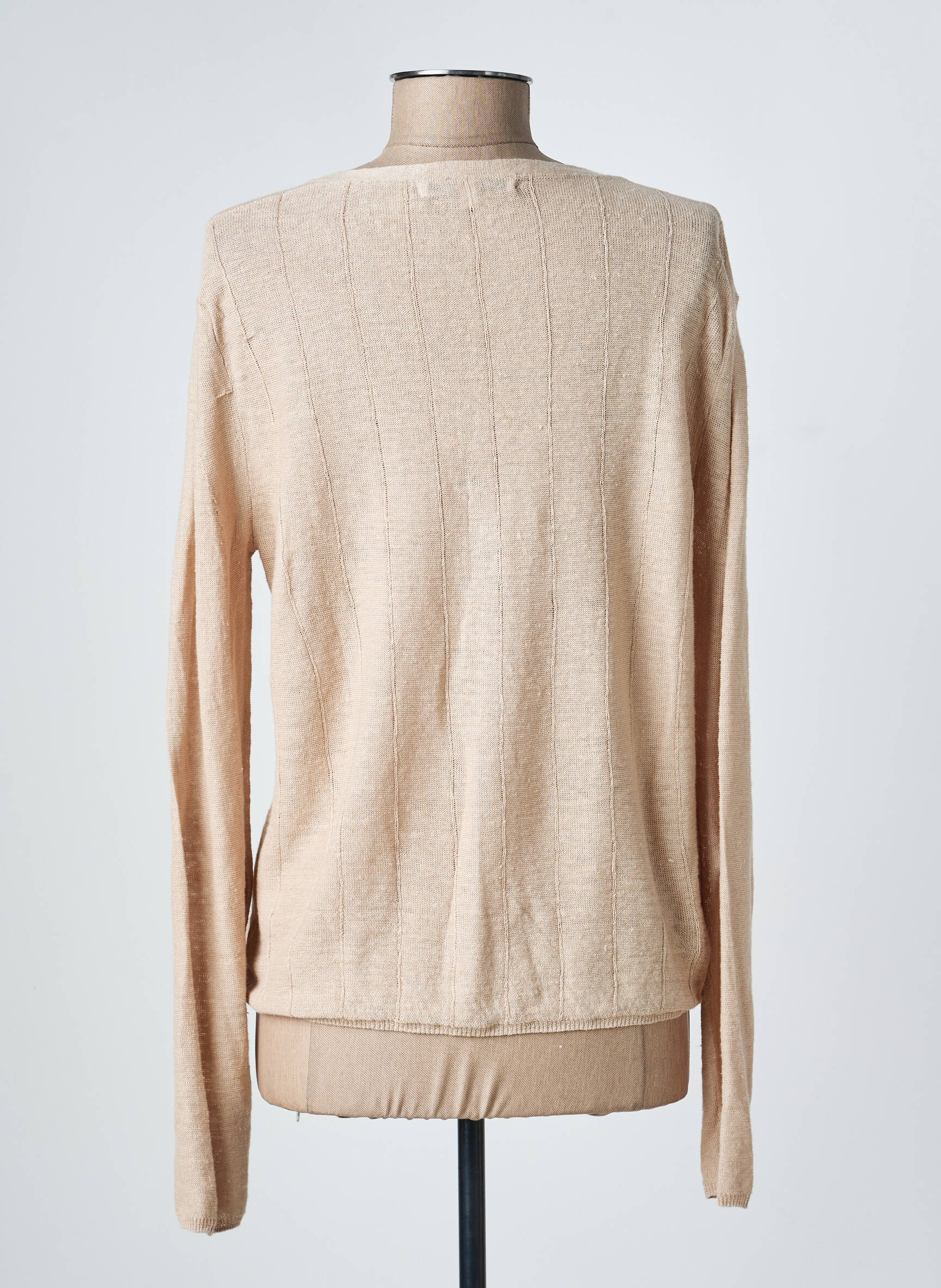 Gilet manches longues resserrée sur le bas beige ESTHEME femme