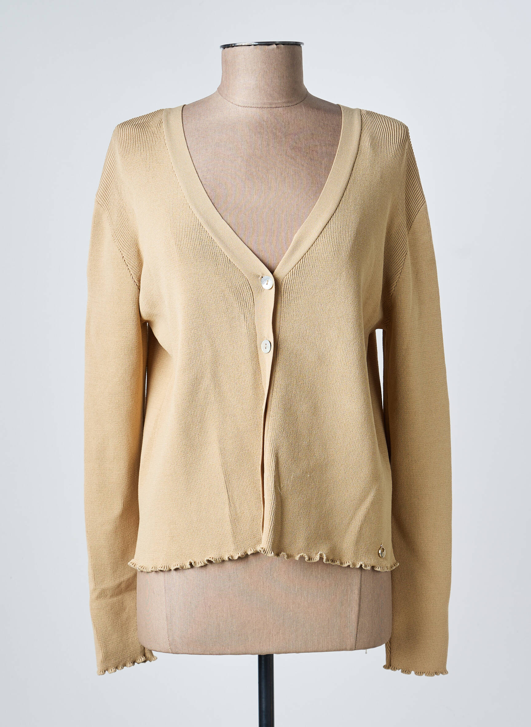 Gilet manches longues resserrée sur le bas beige RINO & PELLE femme
