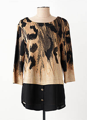 Pull tunique stretch manches 3/4 noir FRANK LYMAN femme
