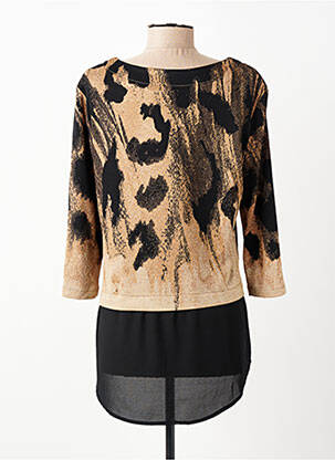 Pull tunique stretch manches 3/4 noir FRANK LYMAN femme