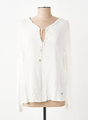 Blouse tissage popeline manches longues blanc MANILA GRACE femme