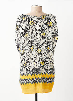 Pull coupe cintrée manches courtes jaune LA FEE MARABOUTEE femme