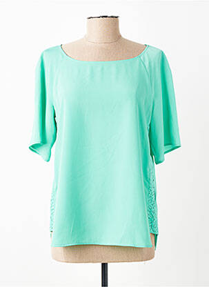 Blouse tissage crêpe manches courtes vert PENNYBLACK femme