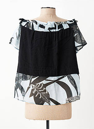 Top col carré manches courtes noir MANILA GRACE femme