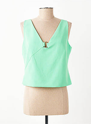 Top col v sans manche vert ACCESS femme