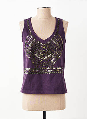 Top stretch sans manche violet TARA JARMON femme