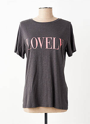 T-shirt sérigraphie manches courtes gris JUVIA femme