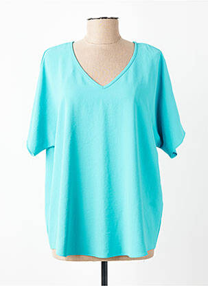 Top coupe fluide manches courtes bleu JOSEPH RIBKOFF femme
