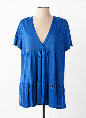Tunique manches courtes tissage jersey bleu INDIES femme