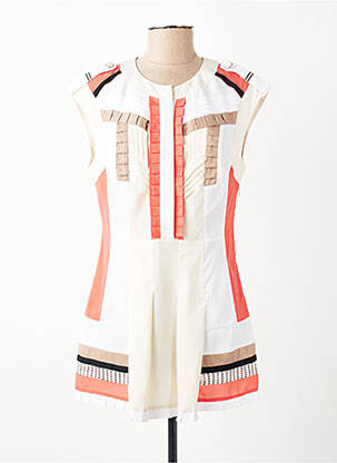 Tunique sans manche col rond beige LESLIE femme