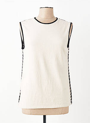 Top stretch sans manche beige TRICOT CHIC femme