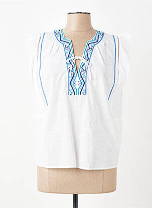 Blouse légère et transparente manches courtes blanc LA FEE MARABOUTEE femme