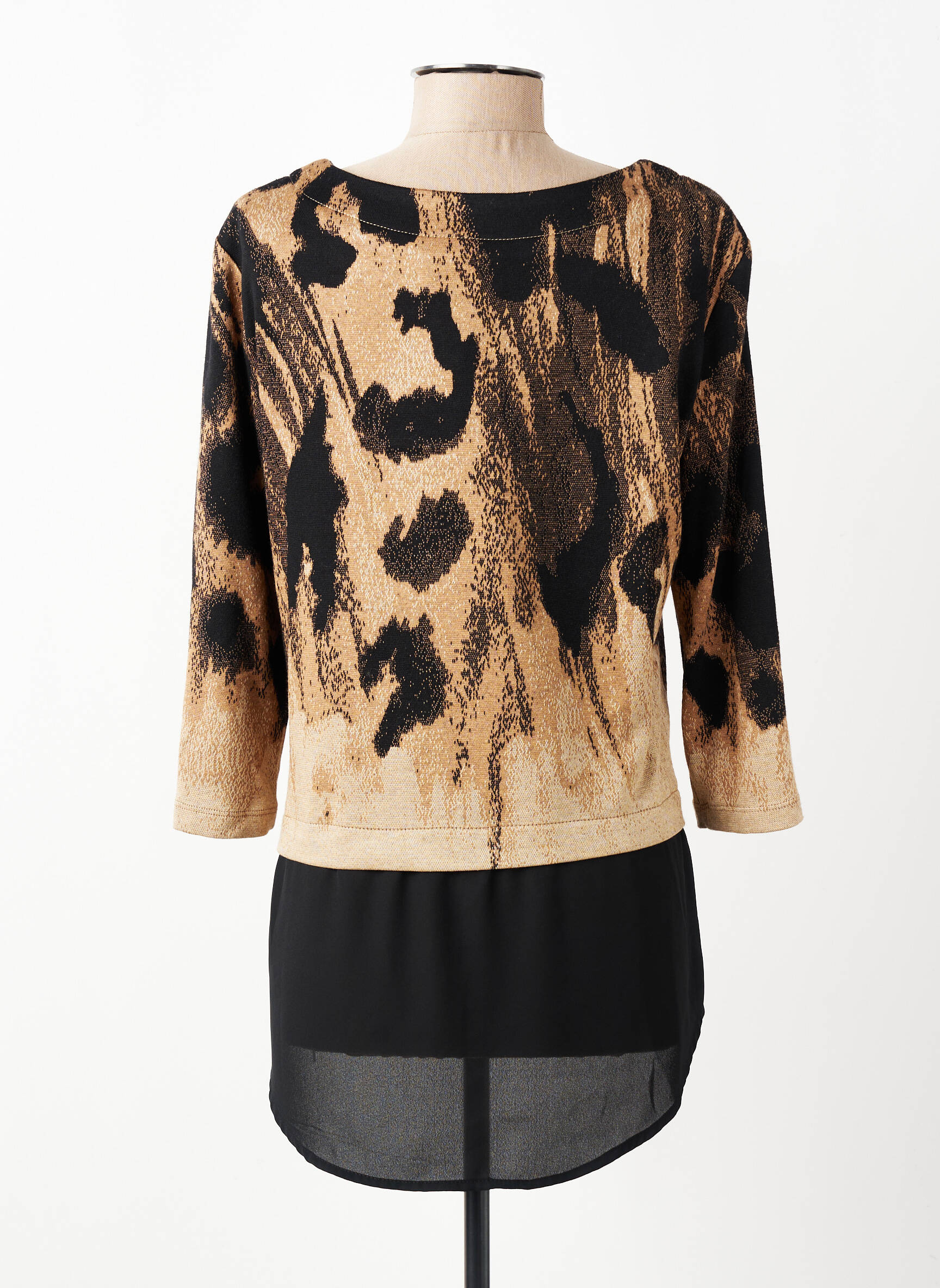 Pull tunique stretch manches 3/4 noir FRANK LYMAN femme