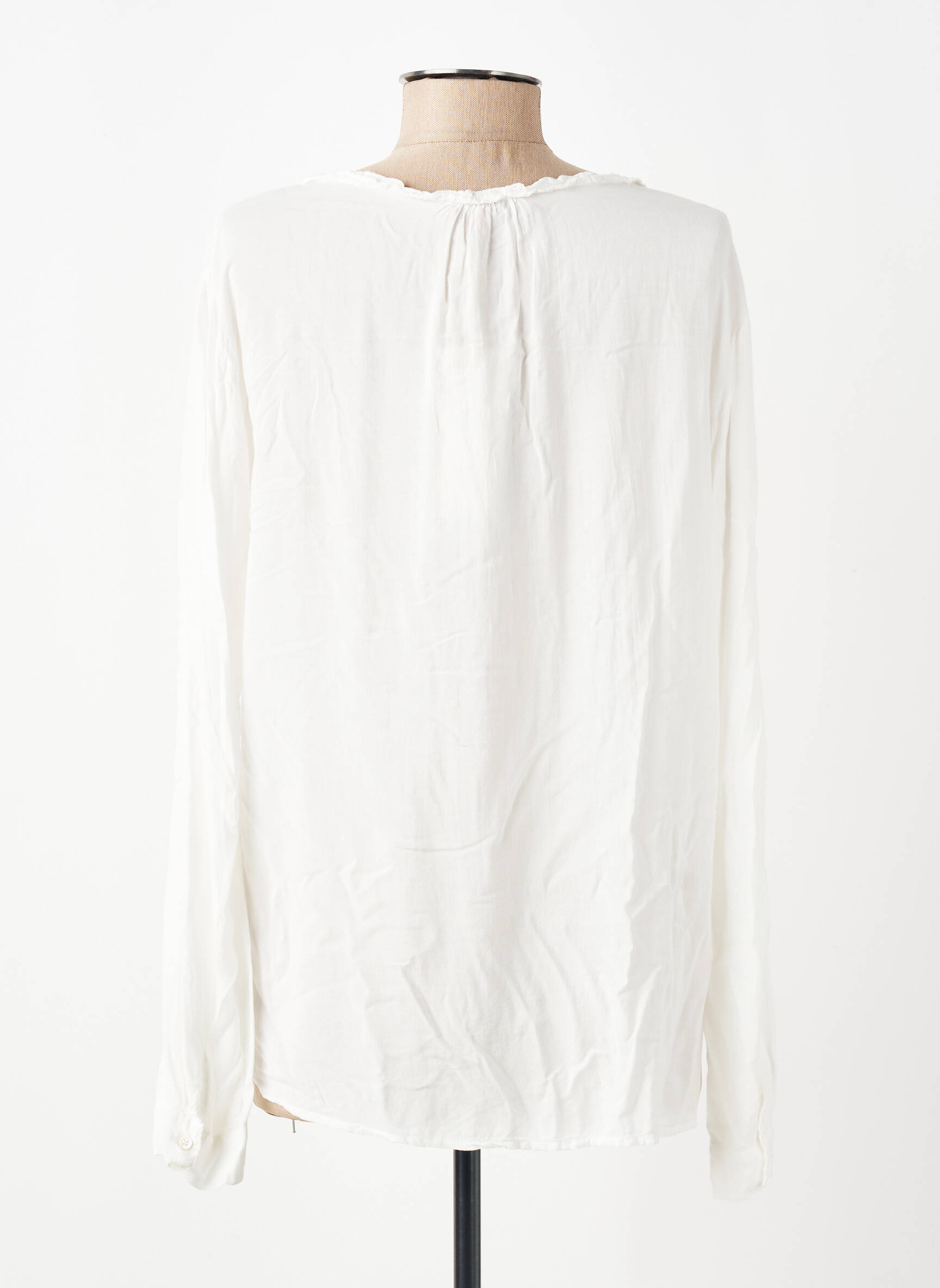 Blouse tissage popeline manches longues blanc MANILA GRACE femme