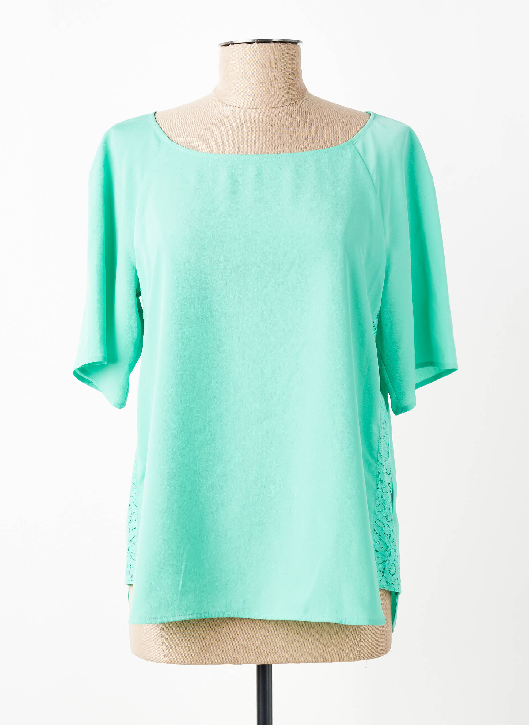 Blouse tissage crêpe manches courtes vert PENNYBLACK femme