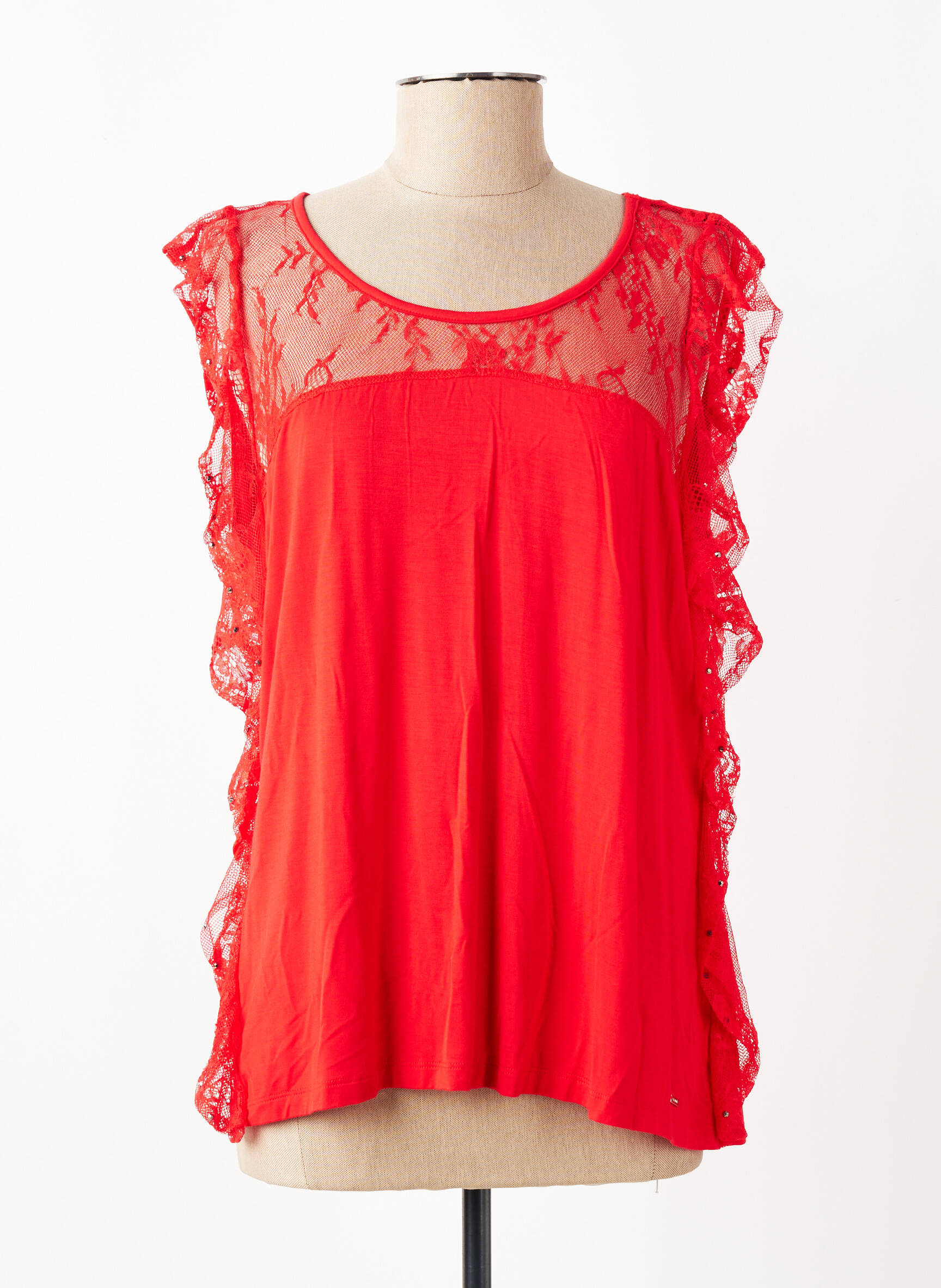 Top stretch manches courtes rouge GAUDI femme