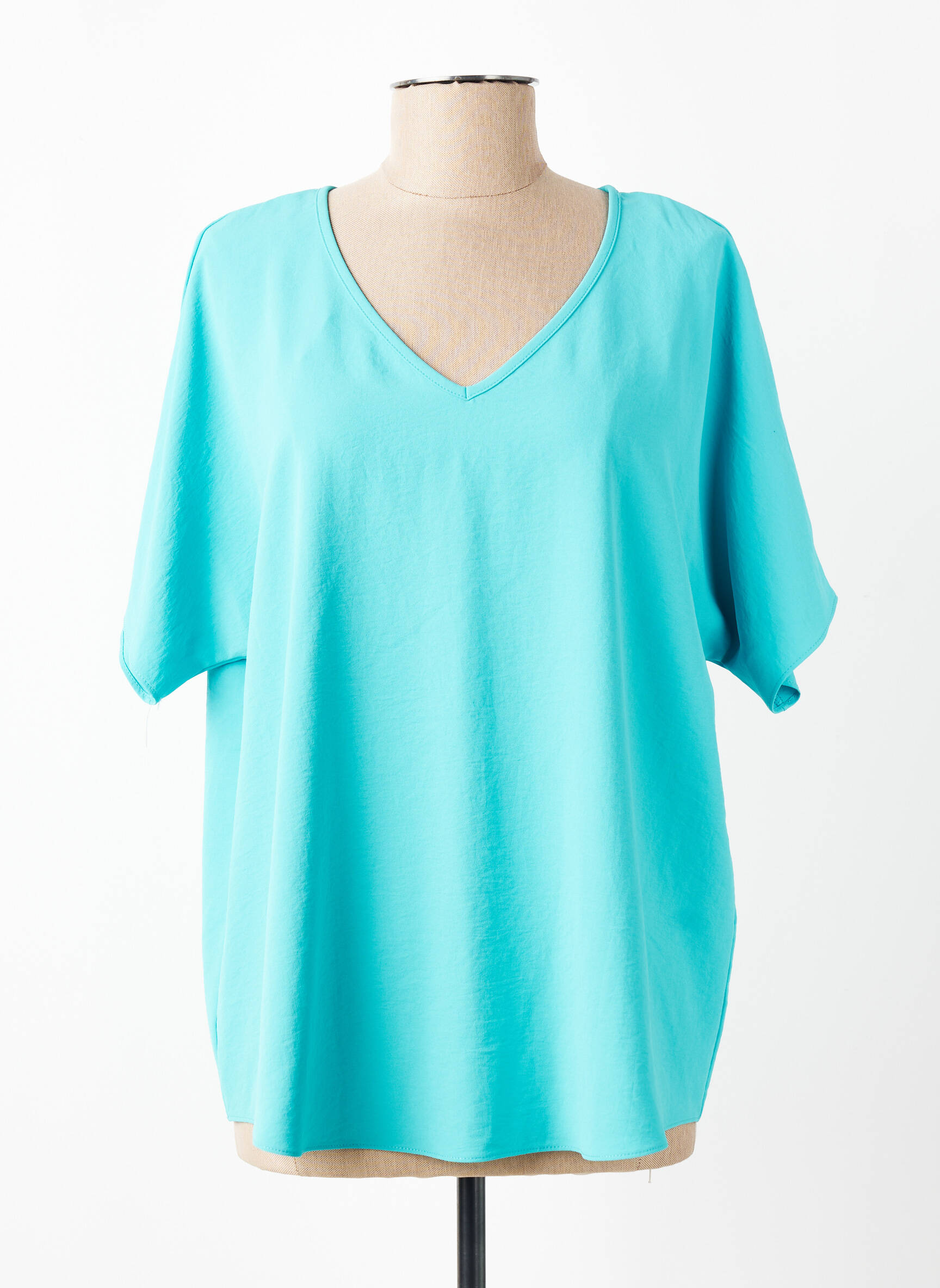 Top coupe fluide manches courtes bleu JOSEPH RIBKOFF femme