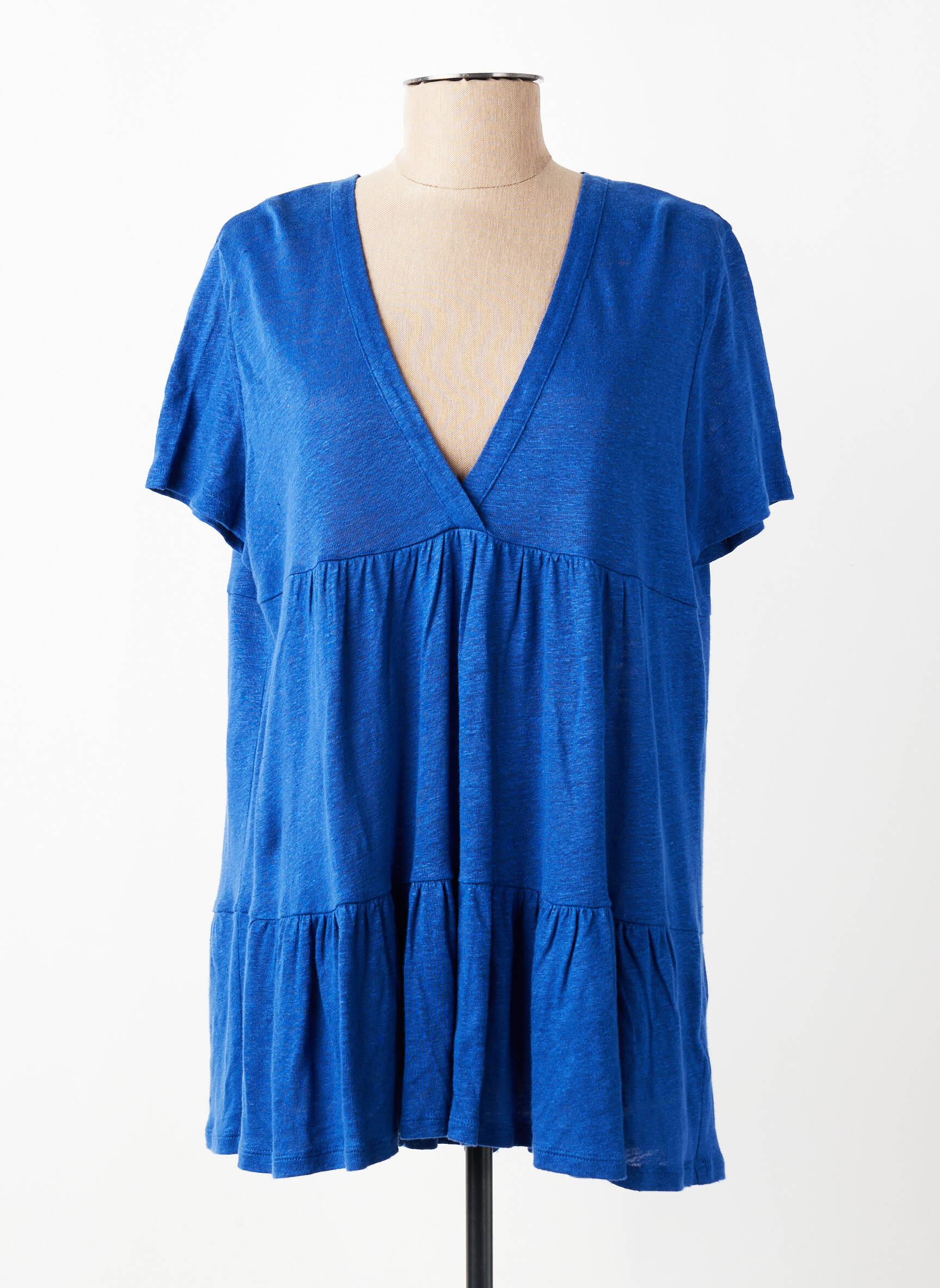 Tunique manches courtes tissage jersey bleu INDIES femme