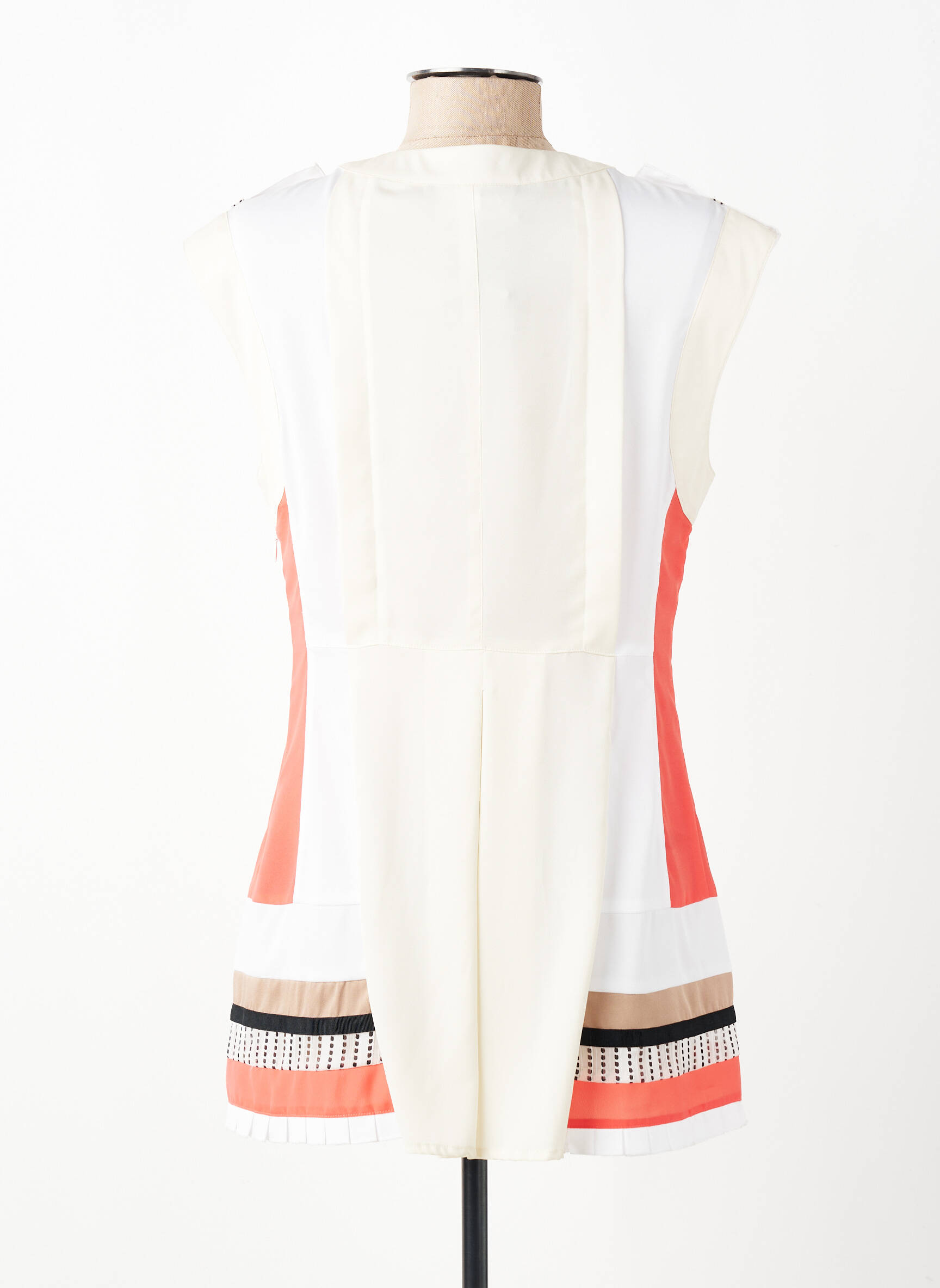 Tunique sans manche col rond beige LESLIE femme