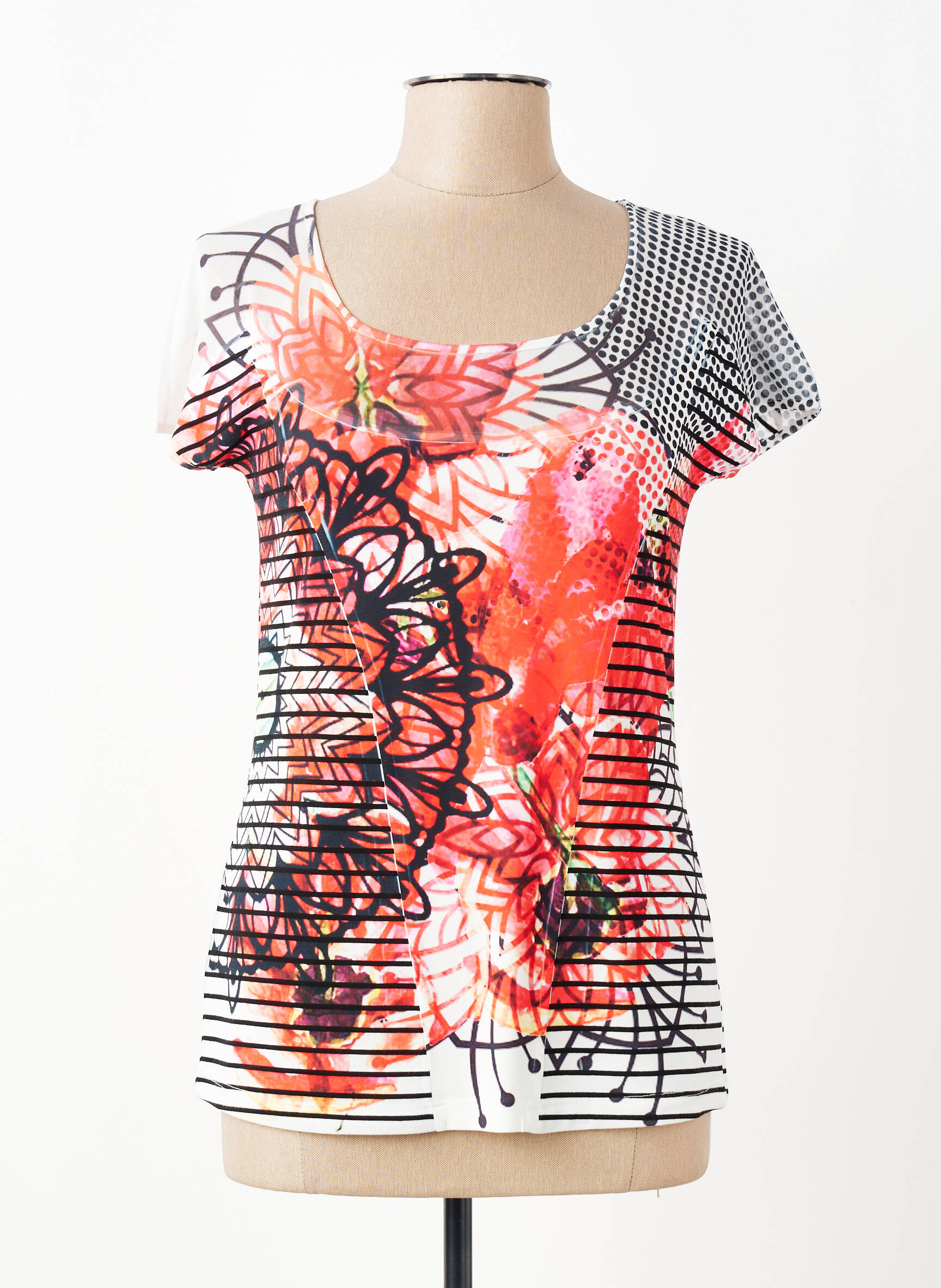 T-shirt stretch manches courtes orange EROKE femme