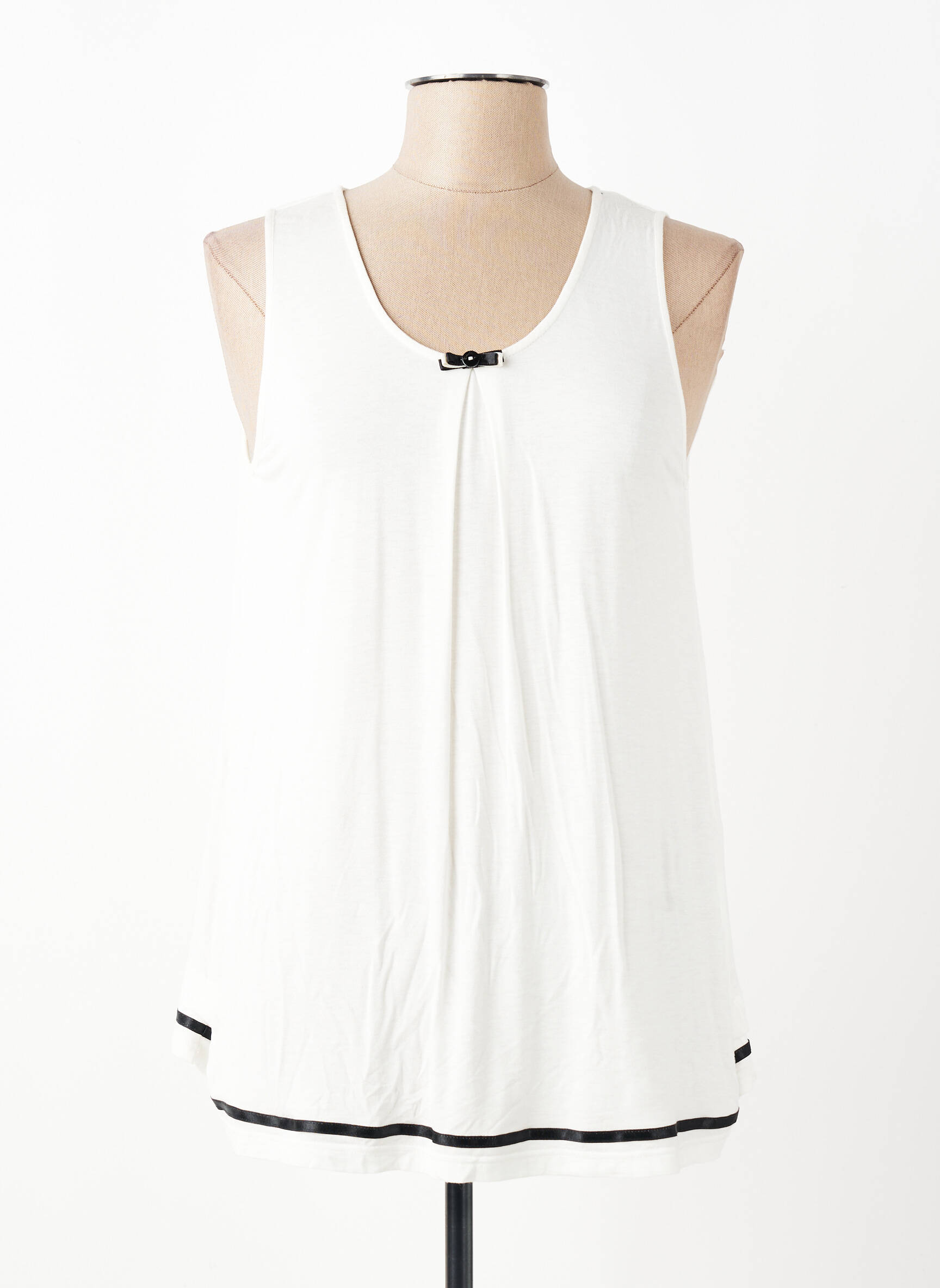Débardeur stretch sans manche beige TRICOT CHIC femme