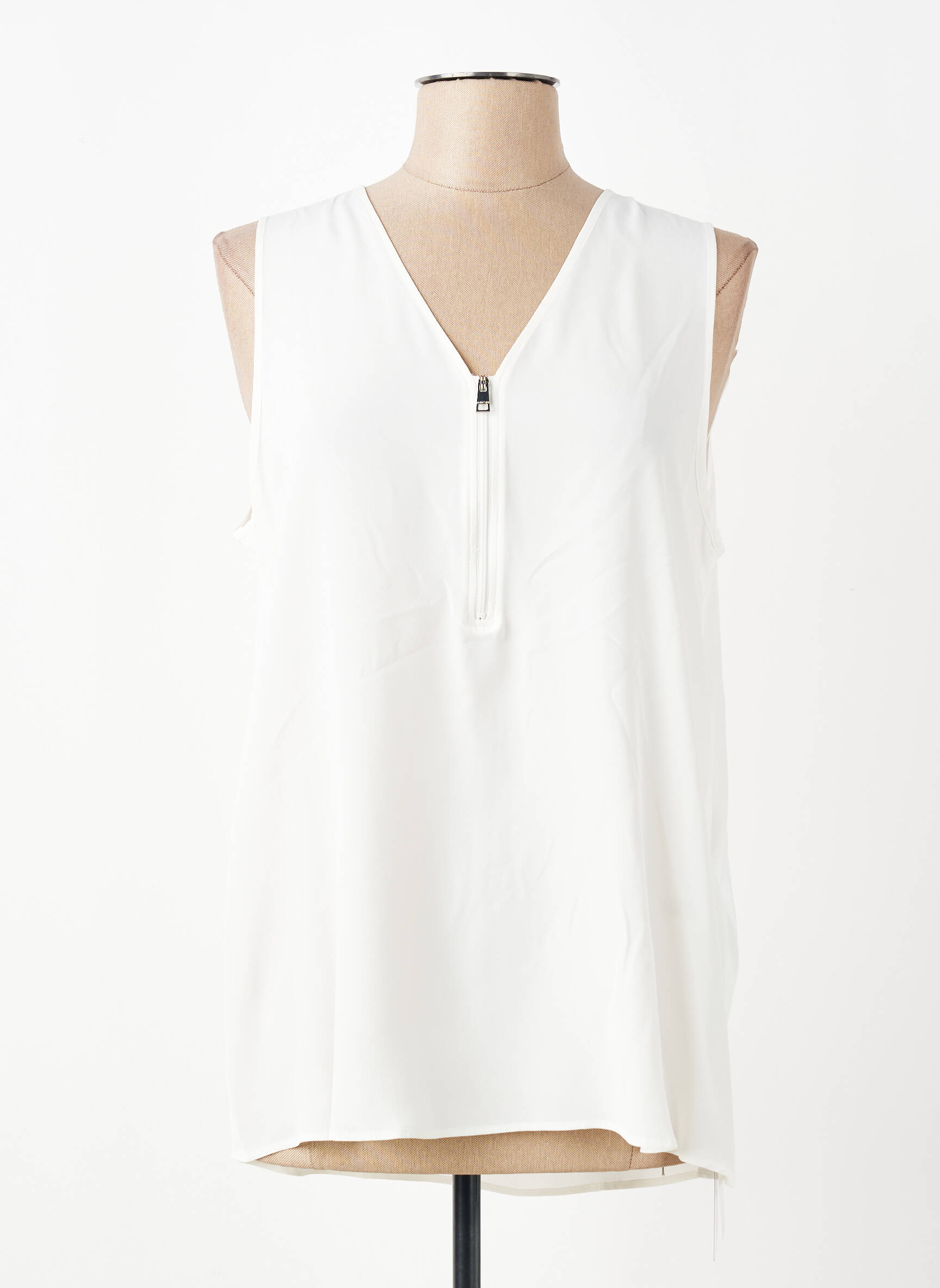 Blouse légère et transparente sans manche beige MARC CAIN femme