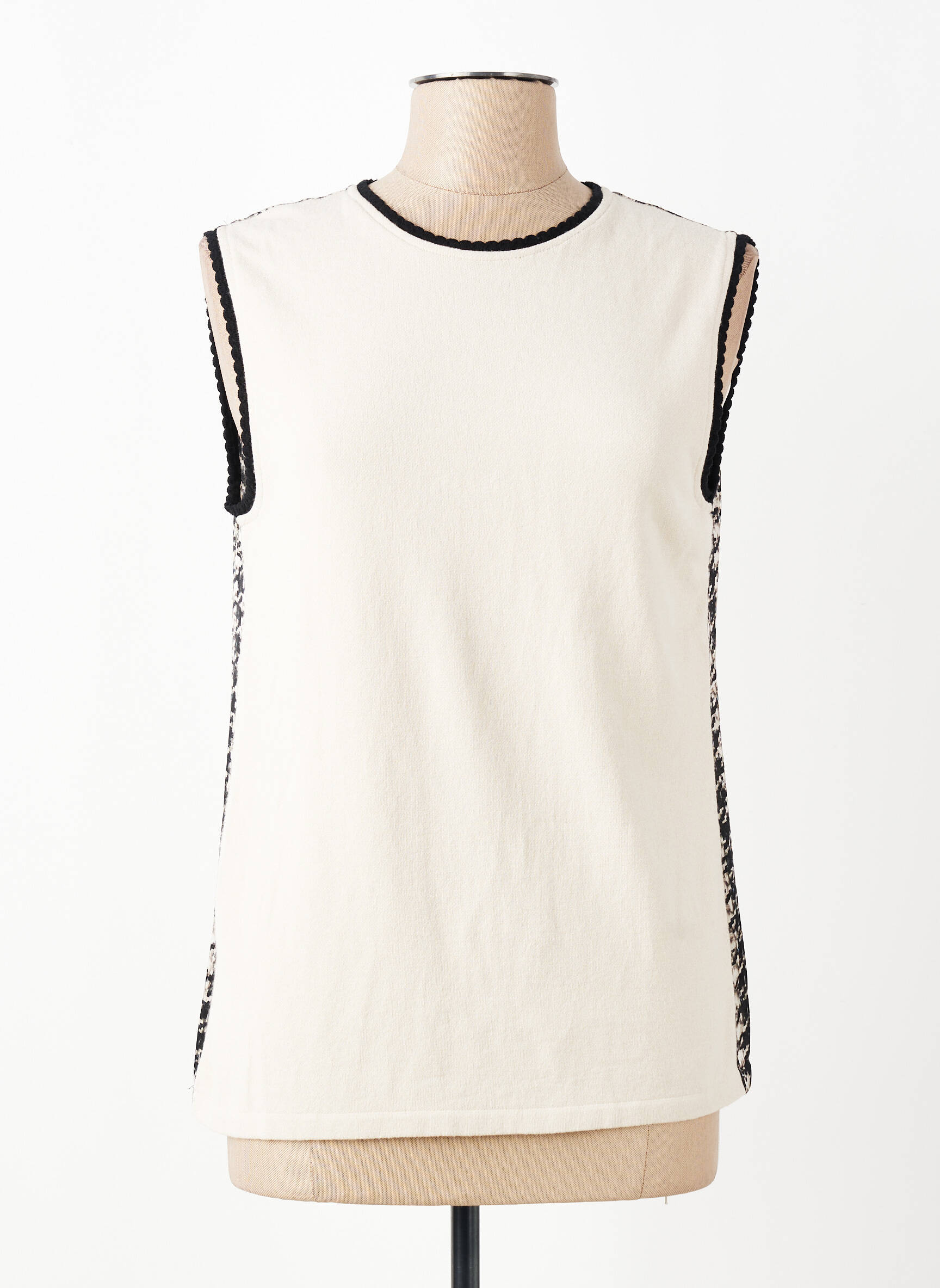 Top stretch sans manche beige TRICOT CHIC femme