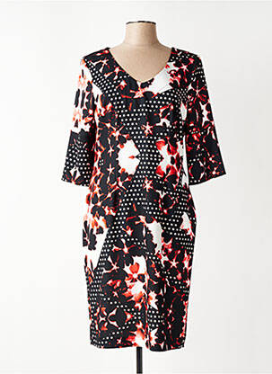 Robe mi-longue imprimé fleurs manches 3/4 noir EROKE femme