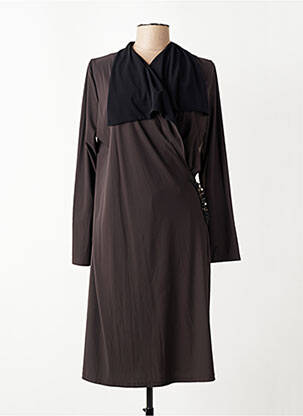 Robe mi-longue manches longues manches longues marron TRICOT CHIC femme