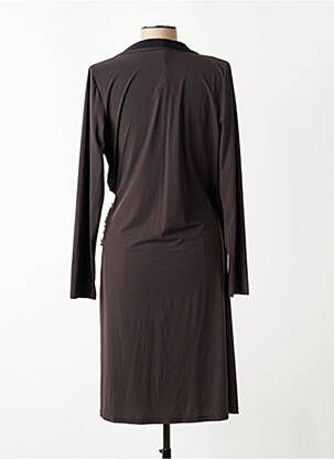 Robe mi-longue manches longues manches longues marron TRICOT CHIC femme