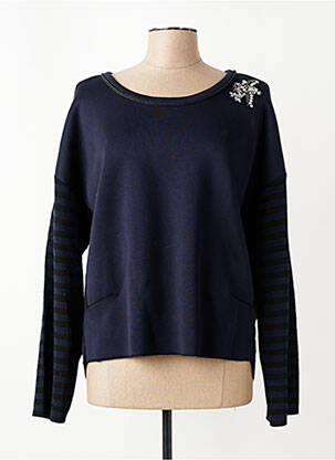Pull coupe cintrée manches longues bleu LA FEE MARABOUTEE femme