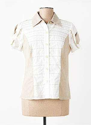 Chemisier coupe cintrée manches courtes beige LESLIE femme