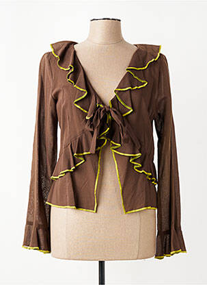 Gilet manches longues coupe cintrée marron NATHALIE CHAIZE femme