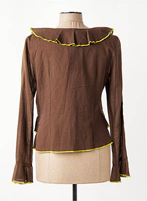 Gilet manches longues coupe cintrée marron NATHALIE CHAIZE femme