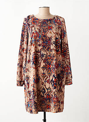 Robe courte manches longues manches longues beige LA FEE MARABOUTEE femme