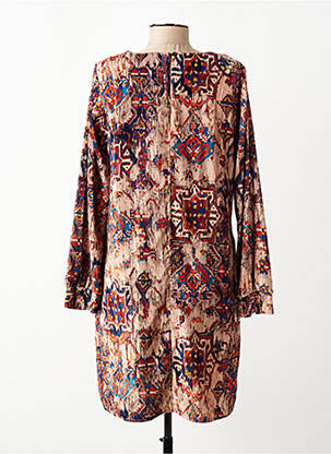 Robe courte manches longues manches longues beige LA FEE MARABOUTEE femme