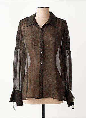 Chemisier tissage crêpe manches longues vert EVA KAYAN femme